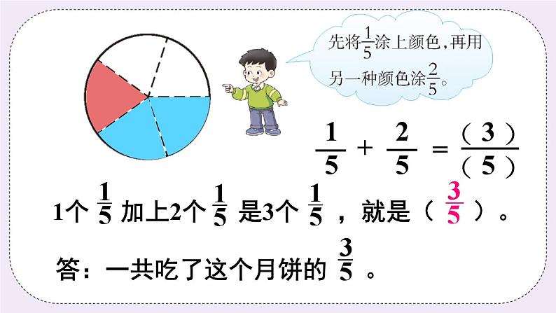 西师大版三上数学8.2《简单的同分母分数加减法》第1课时 简单的同分母分数加减法的计算  PPT课件07