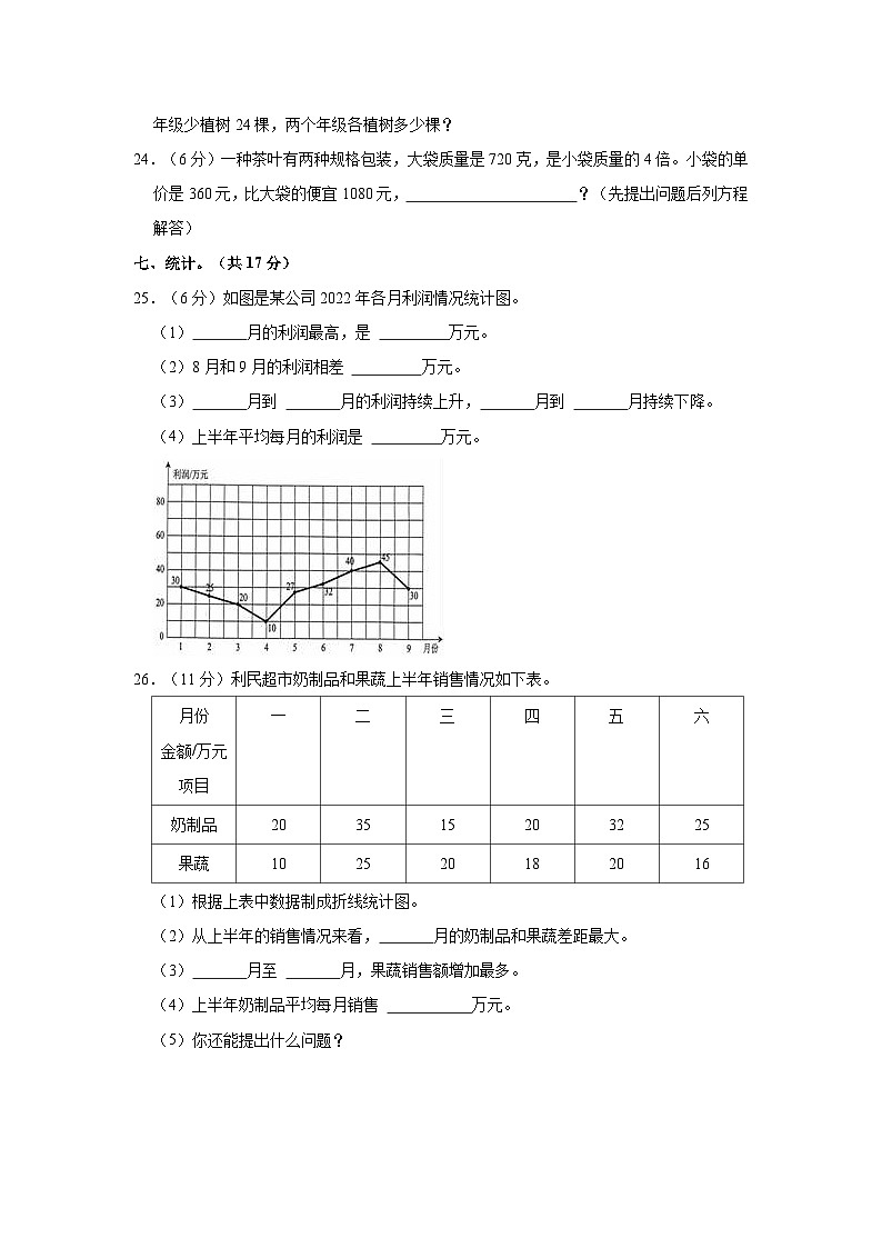 2022-2023学年广西防城港市上思县五年级（下）月考数学试卷（一）第3页