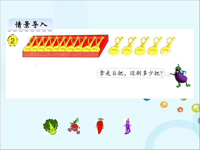 苏教版数学一年级下册 1.2 十几减8、7 课件04