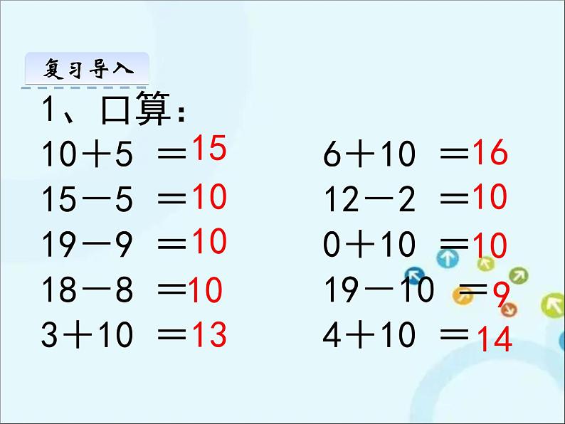 苏教版数学一年级下册 3.3 整十数加一位数及相应的减法 课件03