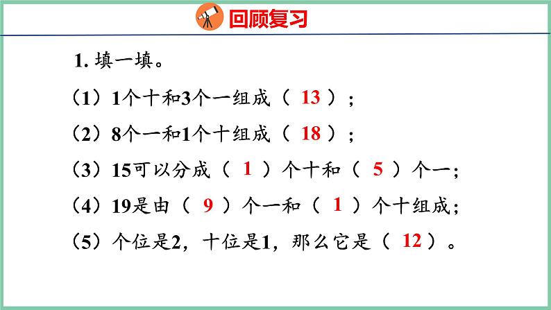 青岛版(六三制）一年级上册数学---5.2 十几加几（不进位）、十几减几（不退位）（课件)第3页