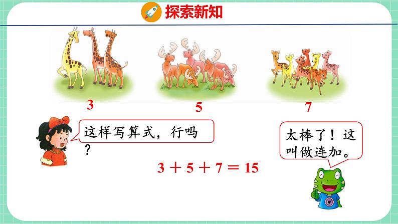 8.5 连加（课件）一年级上册数学冀教版第6页