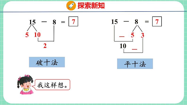 9.5  15、16、17、18减几（课件）一年级上册数学冀教版第5页