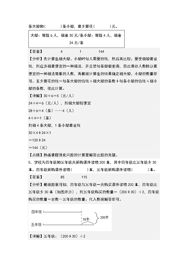 1.4解决问题（租船问题）-2022-2023学年四年级数学下册课后作业设计（解析版）人教版第3页