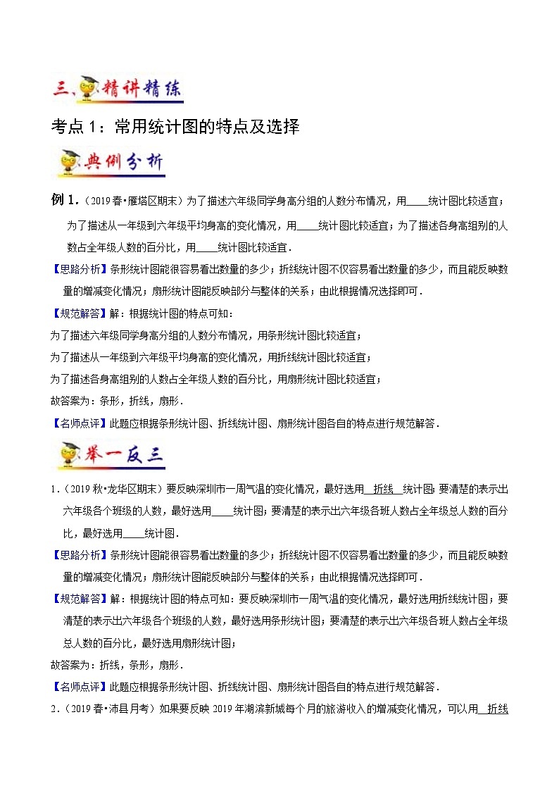 苏教版六年级下册数学热点难点培优讲义  第1讲 扇形统计图 （知识梳理+典例分析+举一反三+阶梯训练）02