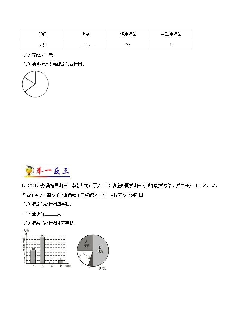 苏教版六年级下册数学热点难点培优讲义  第1讲 扇形统计图 （知识梳理+典例分析+举一反三+阶梯训练）03