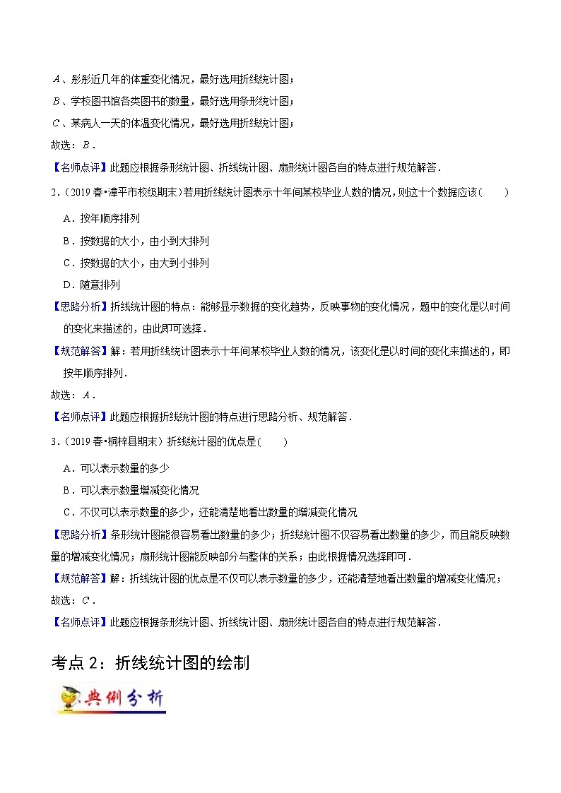 苏教版五年级下册数学热点难点培优讲义  第2讲 折线统计图(教师版）（知识梳理+典例分析+举一反三+阶梯训练）第3页