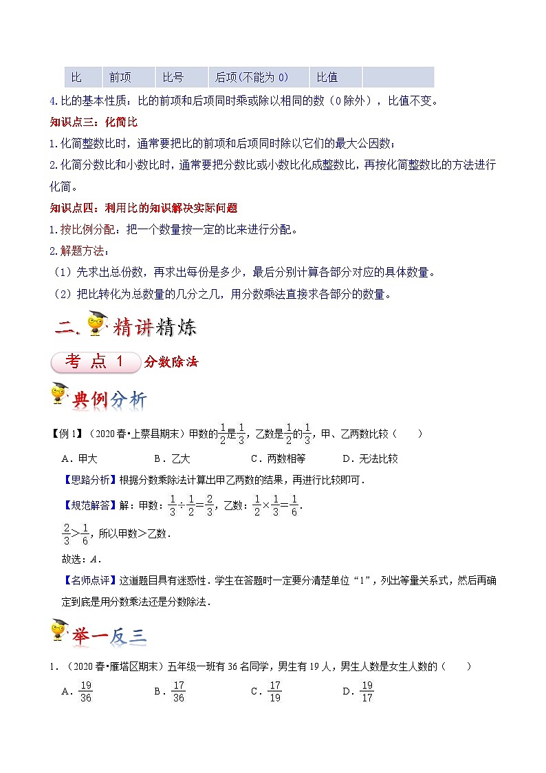 苏教版六年级上册数学热点难点培优讲义  第3讲 分数除法02