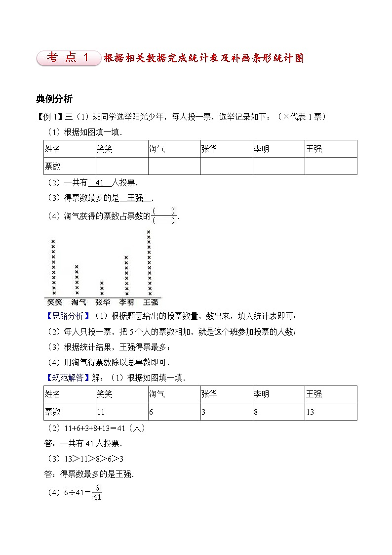苏教版四年级上册数学热点难点培优讲义  第4讲 《统计表和条形统计图》02