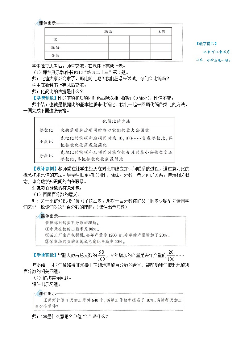 人教版数6年级上册 9 总复习 第2课时 数与代数（2） PPT课件+教案+导学案02