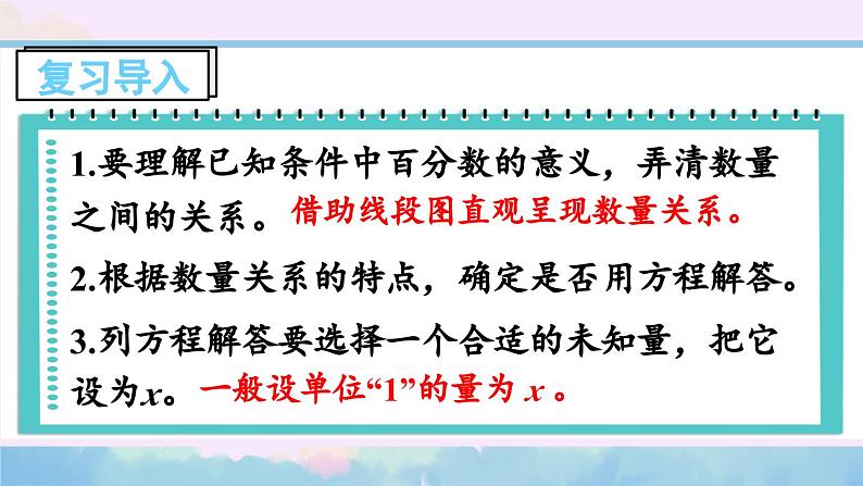 苏教版数学6年级上册 六 百分数   第11课时 列方程解答稍复杂的百分数实际问题（2） PPT课件第2页