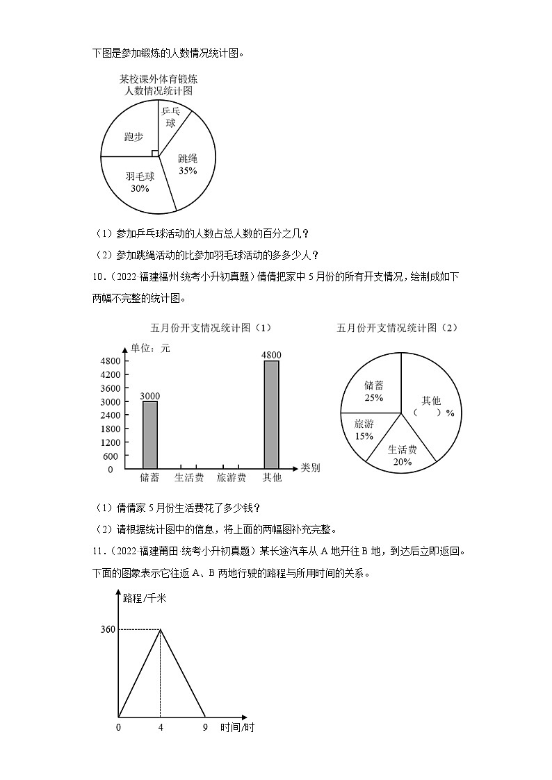 小升初知识点分类汇编（福建）-10统计和概率（试题）-六年级数学下人教版第3页