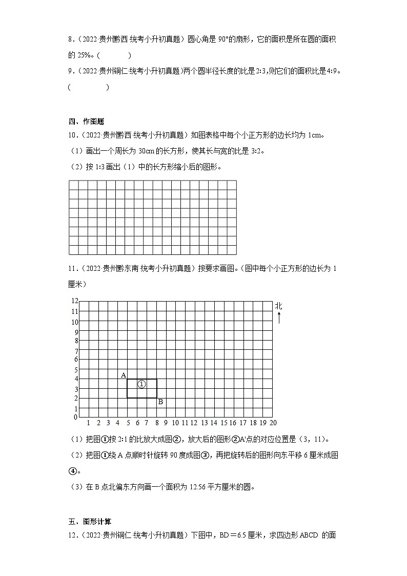 小升初知识点分类汇编（贵州）-13平面图形（专项练习）-六年级数学下册人教版02