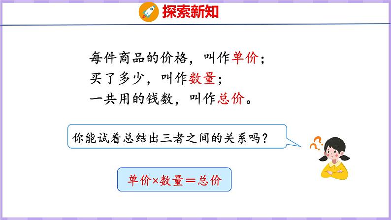 4.4  单价、数量和总价（课件）人教版数学四年级上册第7页