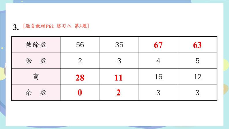 苏教版数学3年级上册 四 两、三位数除以一位数 练习八 PPT课件第7页