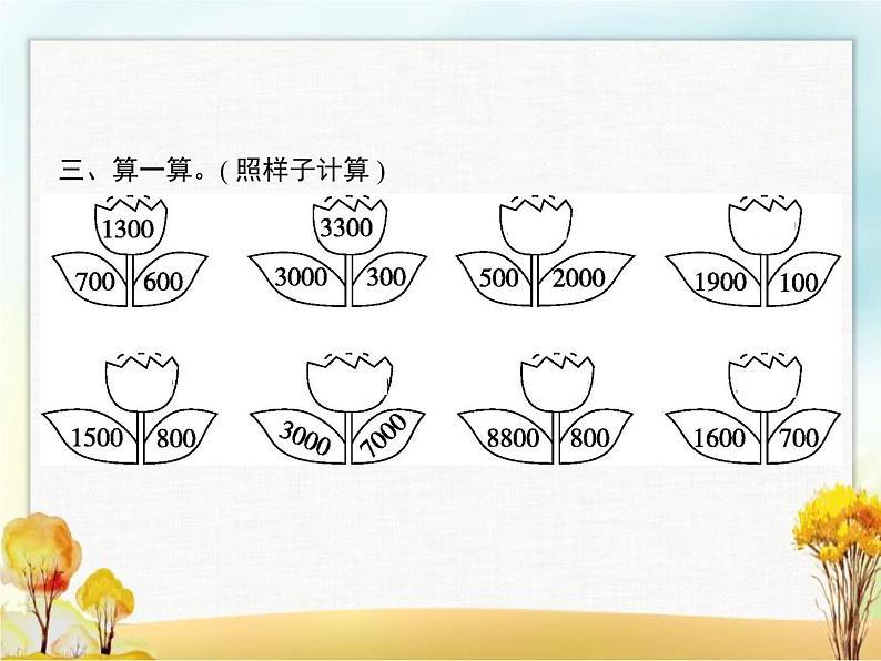 人教版小学数学二年级下册第7单元第9课时整百、整千数加减法教学课件第3页