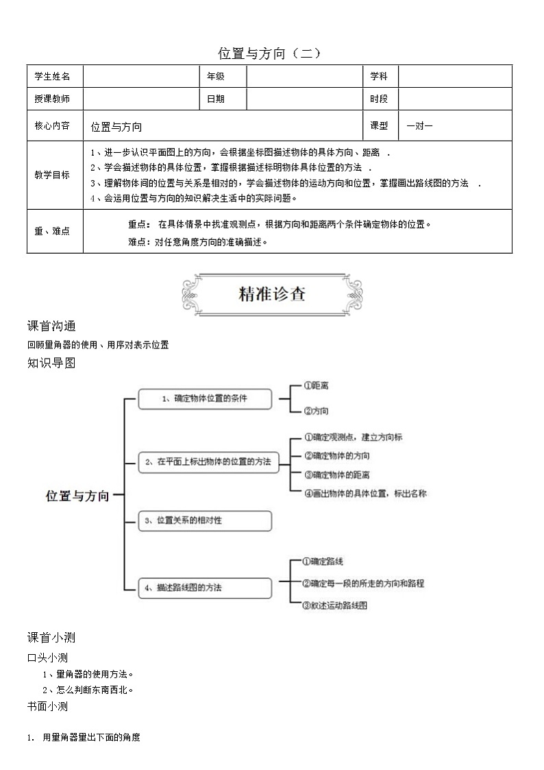 【典型例题】人教版六年级数学上册典型例题系列（带答案）2位置与方向（二）01