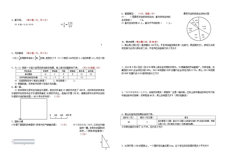 小学六年级数学毕业班综合试卷8第2页