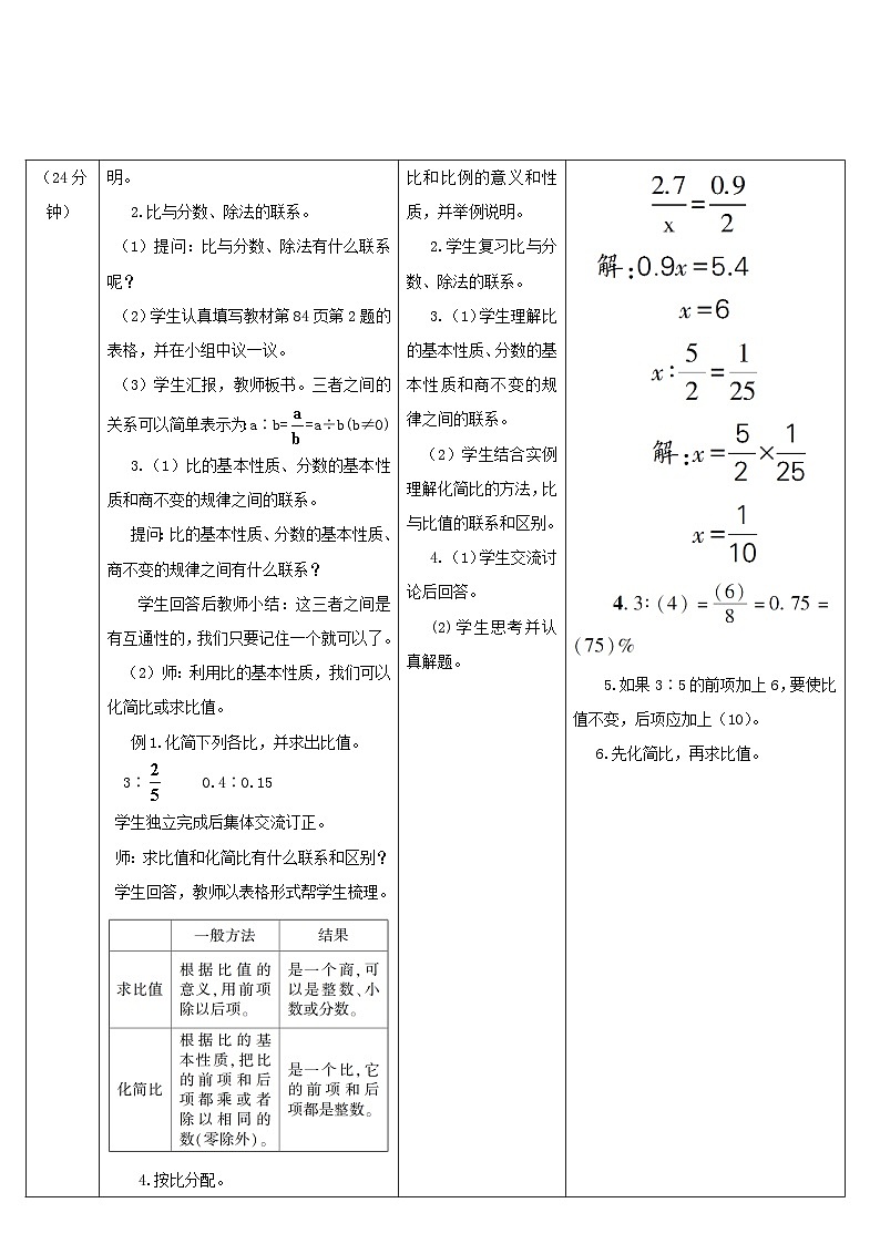2023六年级数学下册第6单元整理和复习1数与代数第9课时比和比例1导学案新人教版02