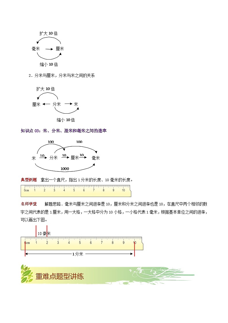 第五单元《分米和毫米》（原卷版+解析版）——【期末复习】2022-2023学年二年级下册数学单元复习知识点+练习学案（苏教版）02