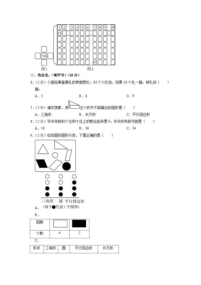 浙江省温州市平阳县2022-2023学年一年级下学期期中数学试卷02