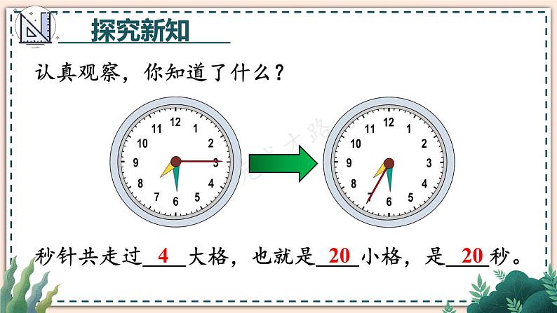 人教版数学3年级上册 1 时、分、秒   第1课时 秒的认识  PPT课件+教案+导学案07