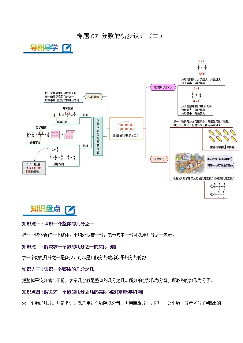 专题07 分数的初步认识（二）（学生版）第1页