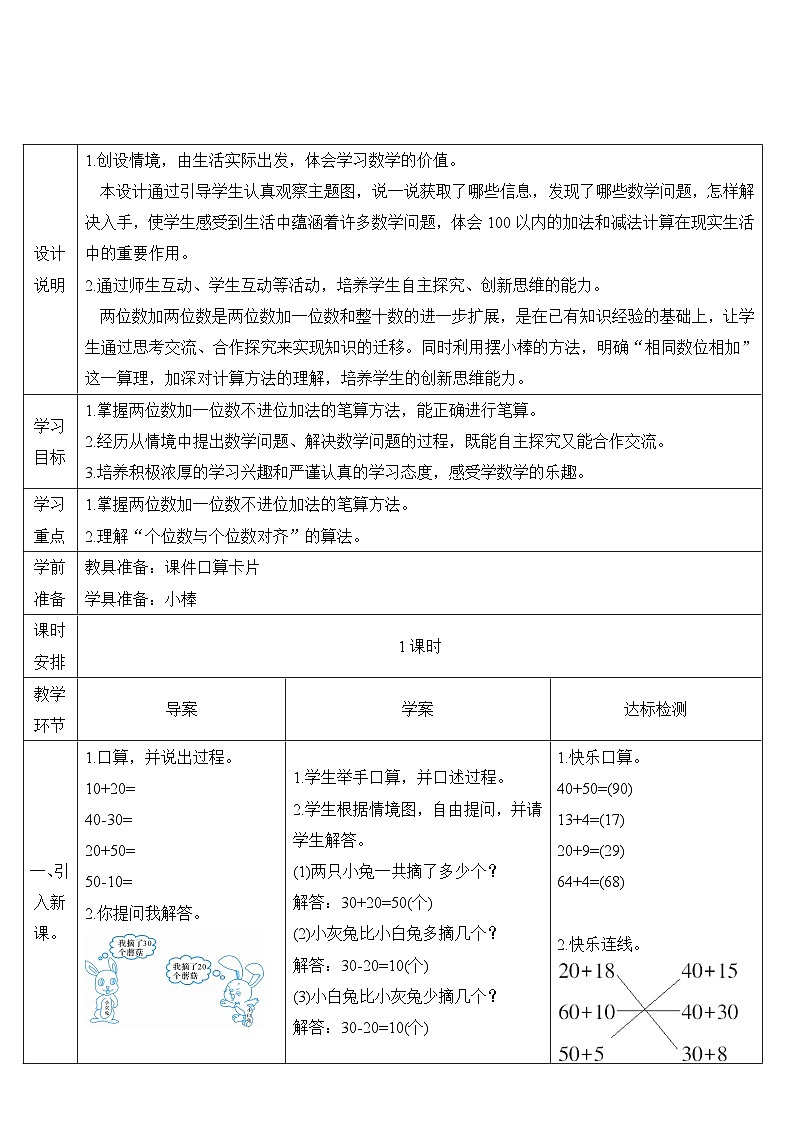 人教版数学2年级上册 2.1  第1课时 不进位加（1）  PPT课件+教案+导学案02