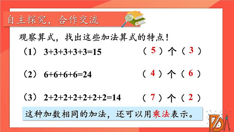 人教版数学2年级上册 4.1   第1课时 乘法的初步认识 (1)  PPT课件+教案+导学案07