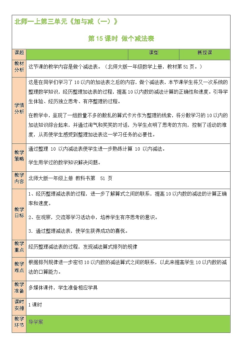 第15课时 做个减法表第1页