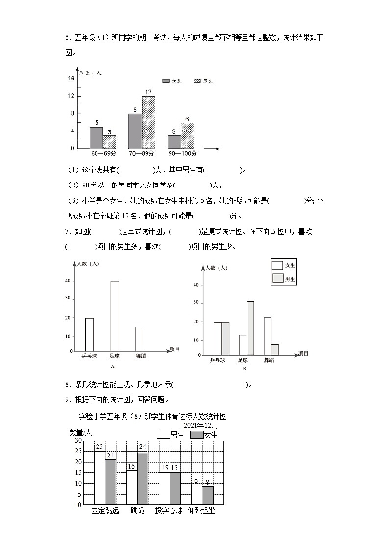5年级数学苏教版上册第6单元复习《单元测试》0202