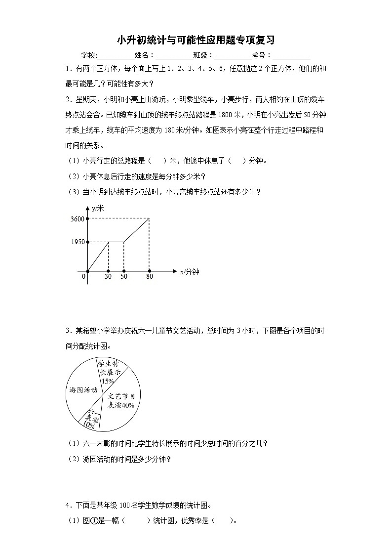 人教版数学六年级下册期末复习专题——统计与可能性应用题专项复习（附答案）01