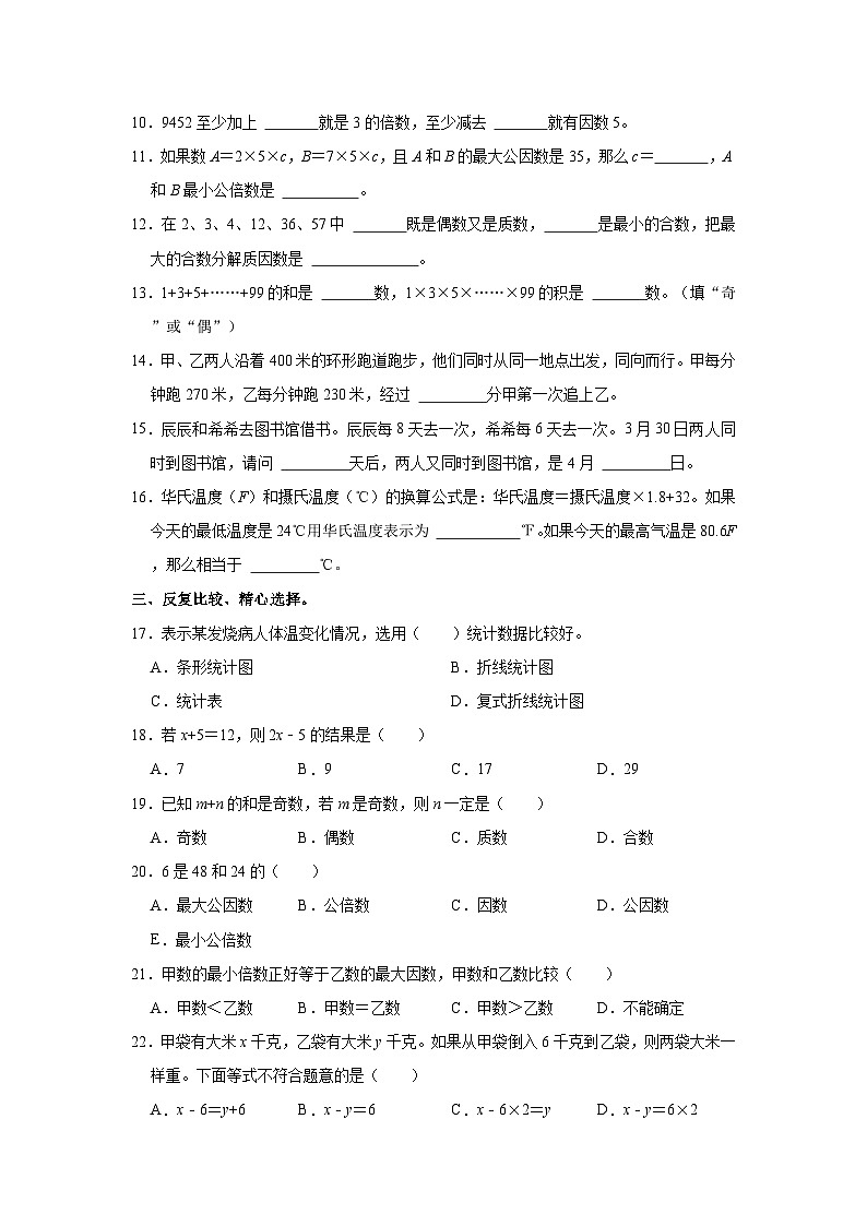 2022-2023学年江苏省泰州市兴化市五年级（下）期中数学试卷02