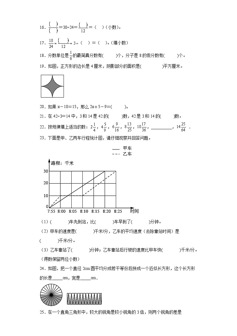 2023年五年级下册数学期末专练苏教版（江苏南京）-填空题第2页