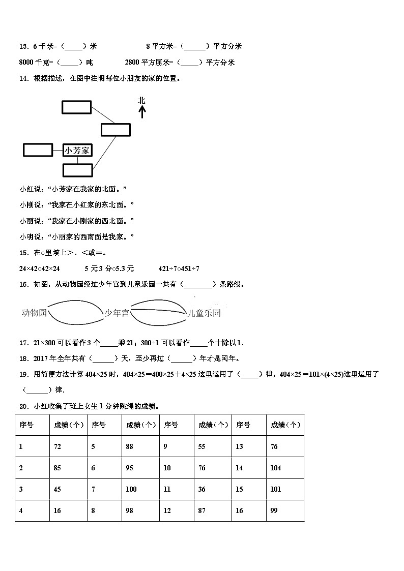 2023届山东省滨州市三年级数学第二学期期末学业质量监测模拟试题含解析第2页