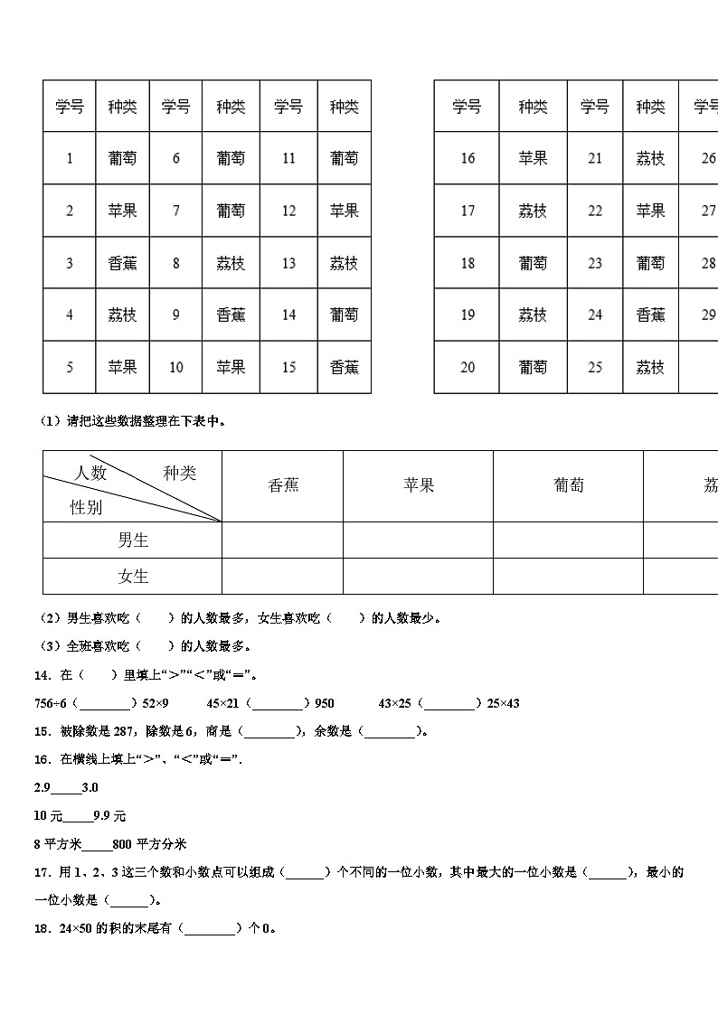 宜昌市点军区2023年三年级数学第二学期期末监测试题含解析第2页