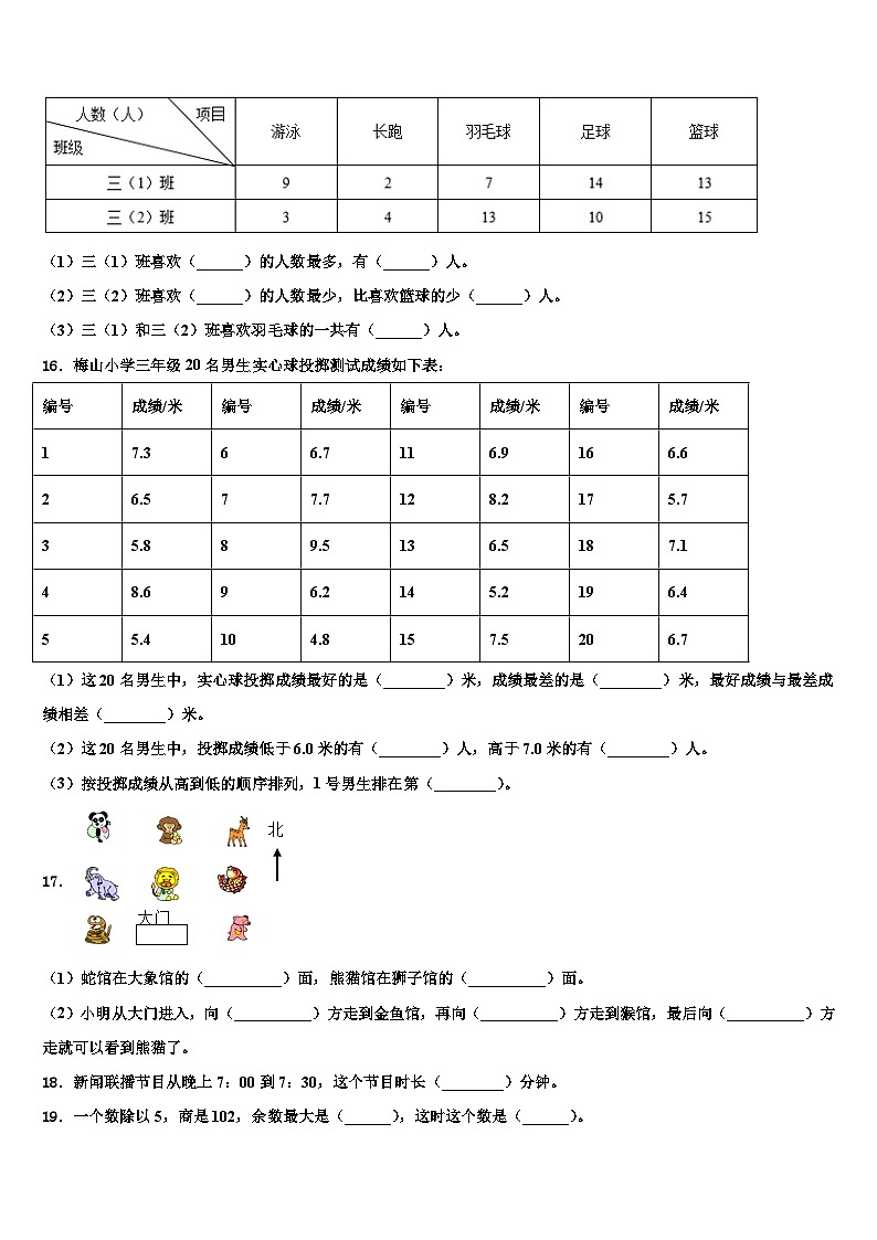 2022-2023学年泗水县三下数学期末质量跟踪监视试题含解析第2页