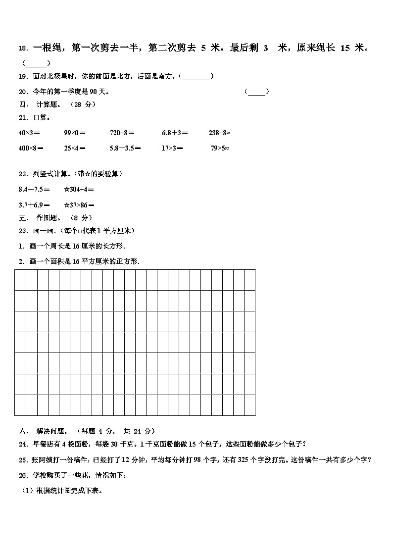 2022-2023学年漳州市三下数学期末质量检测模拟试题含解析02