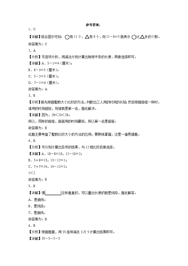 期末质量检测培优卷-2022-2023学年一年级下册数学高频易错题（沪教版）第3页