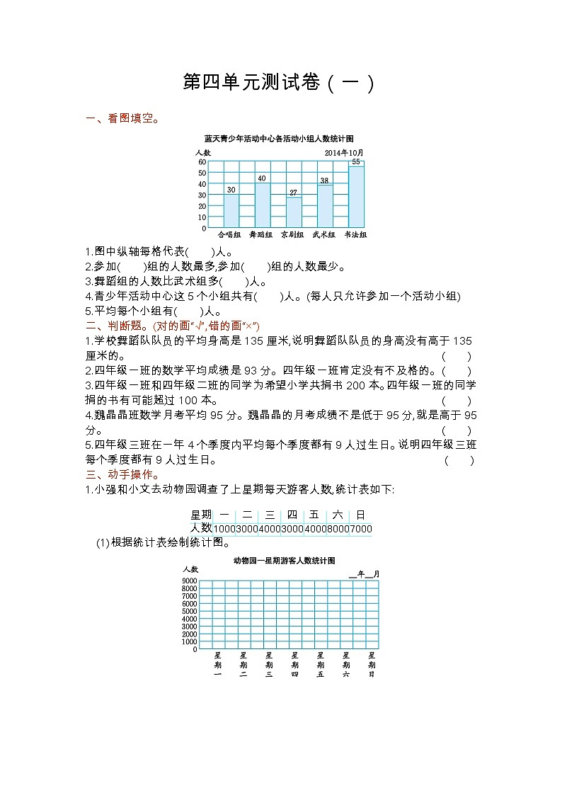 苏教版数学四年级上册第四单元测试卷（一）附答案第1页