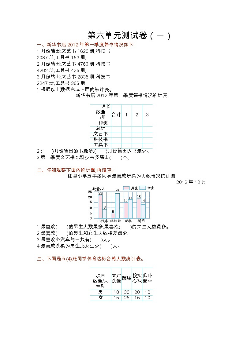 苏教版数学五年级上册第六单元测试卷（一）附答案01
