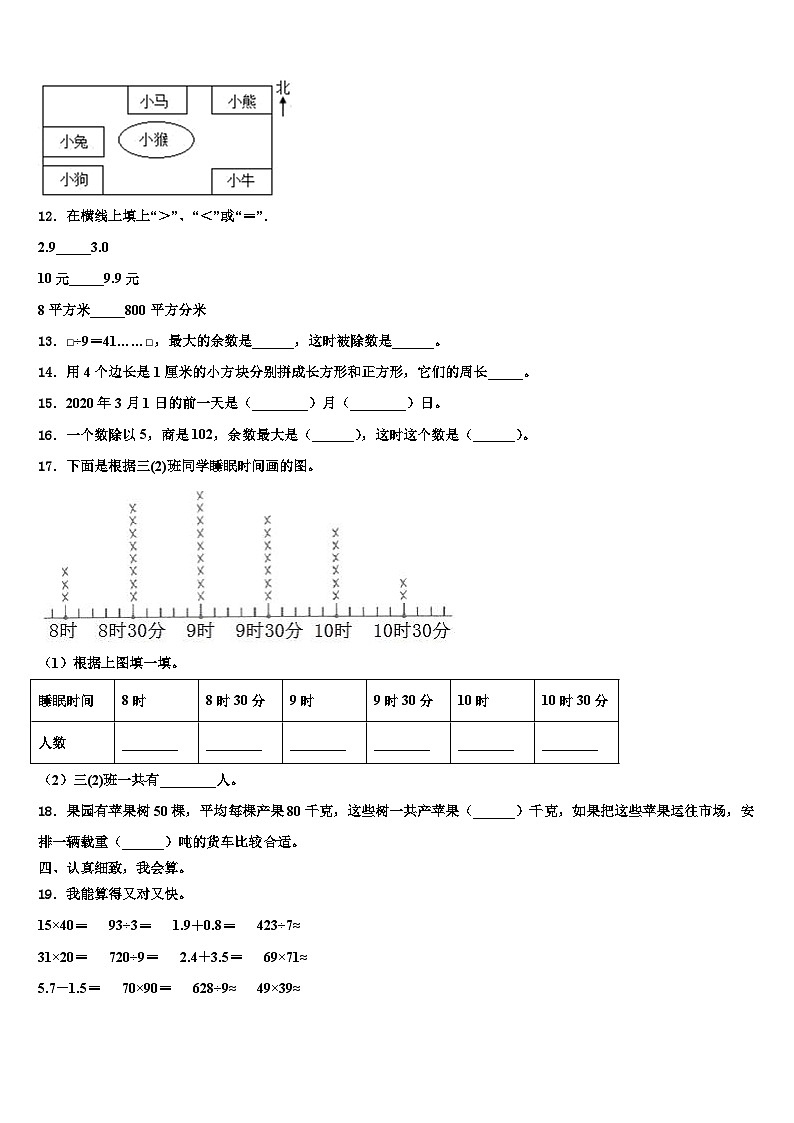 2022-2023学年黄南藏族自治州同仁县三下数学期末达标检测试题含解析第2页