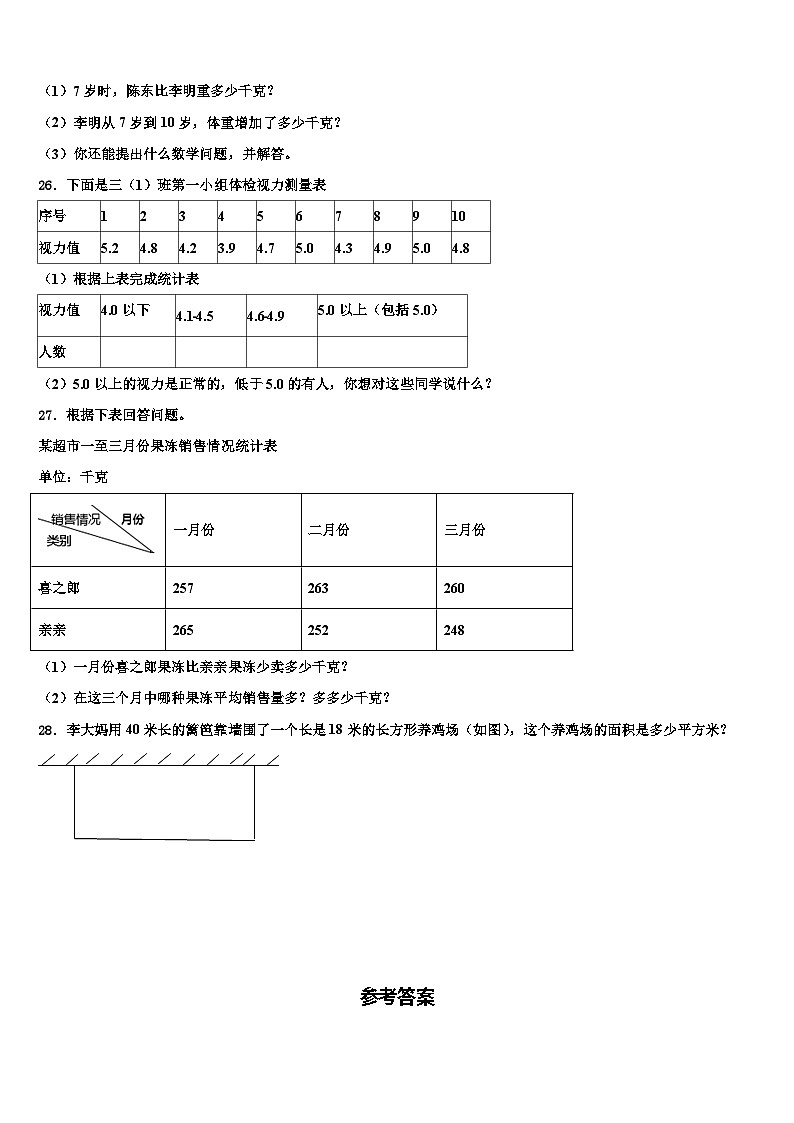 卢龙县2022-2023学年三下数学期末学业质量监测模拟试题含解析第3页