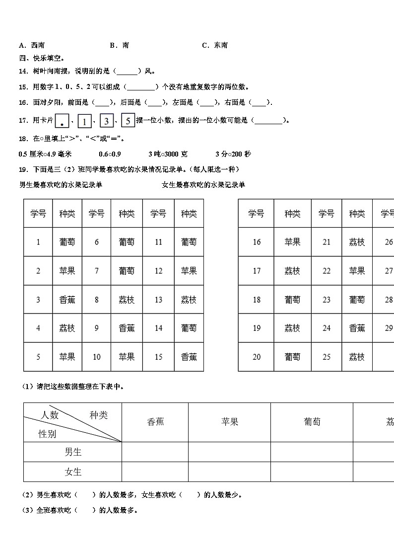商都县2023年三下数学期末复习检测模拟试题含解析第2页