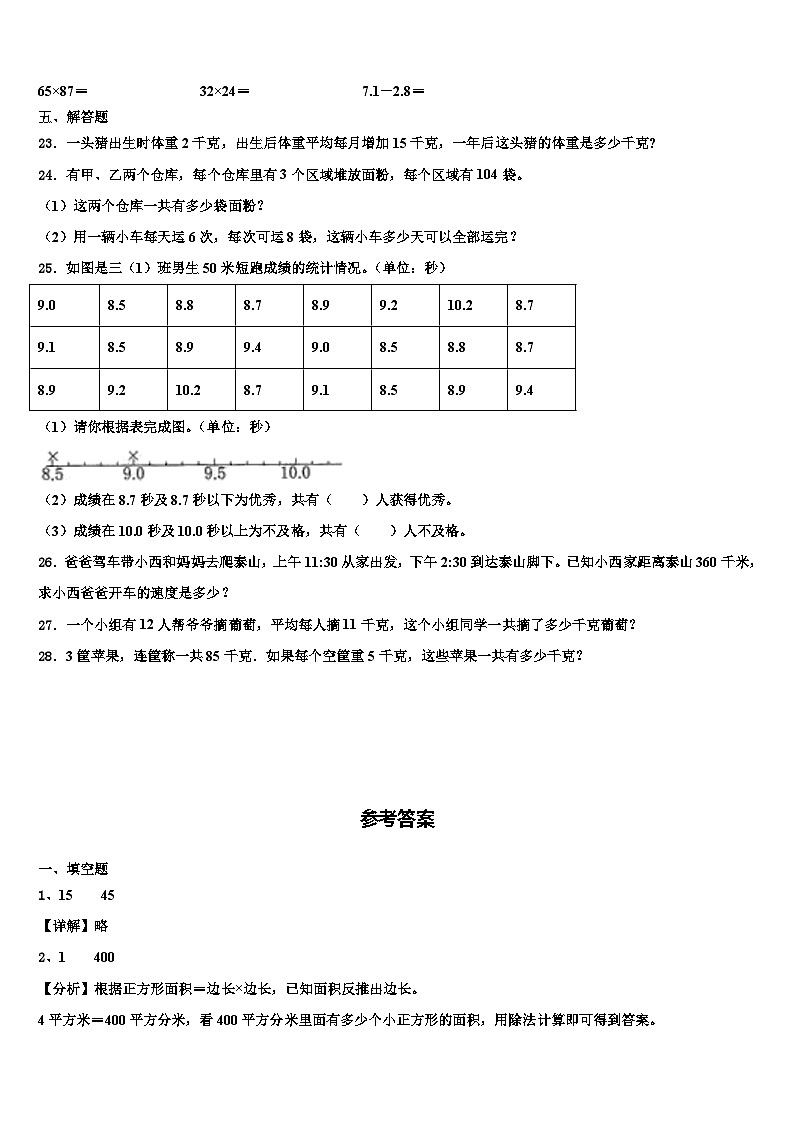 山西省临汾市安泽县2022-2023学年数学三下期末综合测试试题含解析03