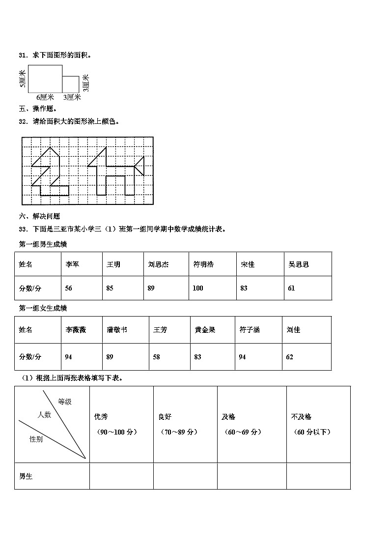 山南地区洛扎县2023届三年级数学第二学期期末调研试题含解析第3页
