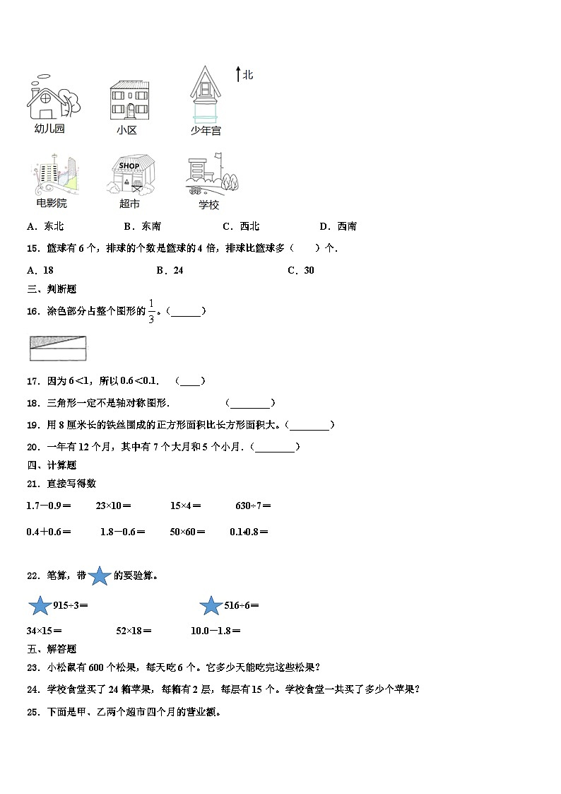 承德县2022-2023学年三下数学期末达标检测试题含解析第2页