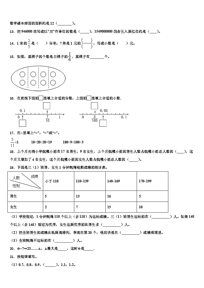 梧州市万秀区2022-2023学年数学三下期末考试模拟试题含解析02