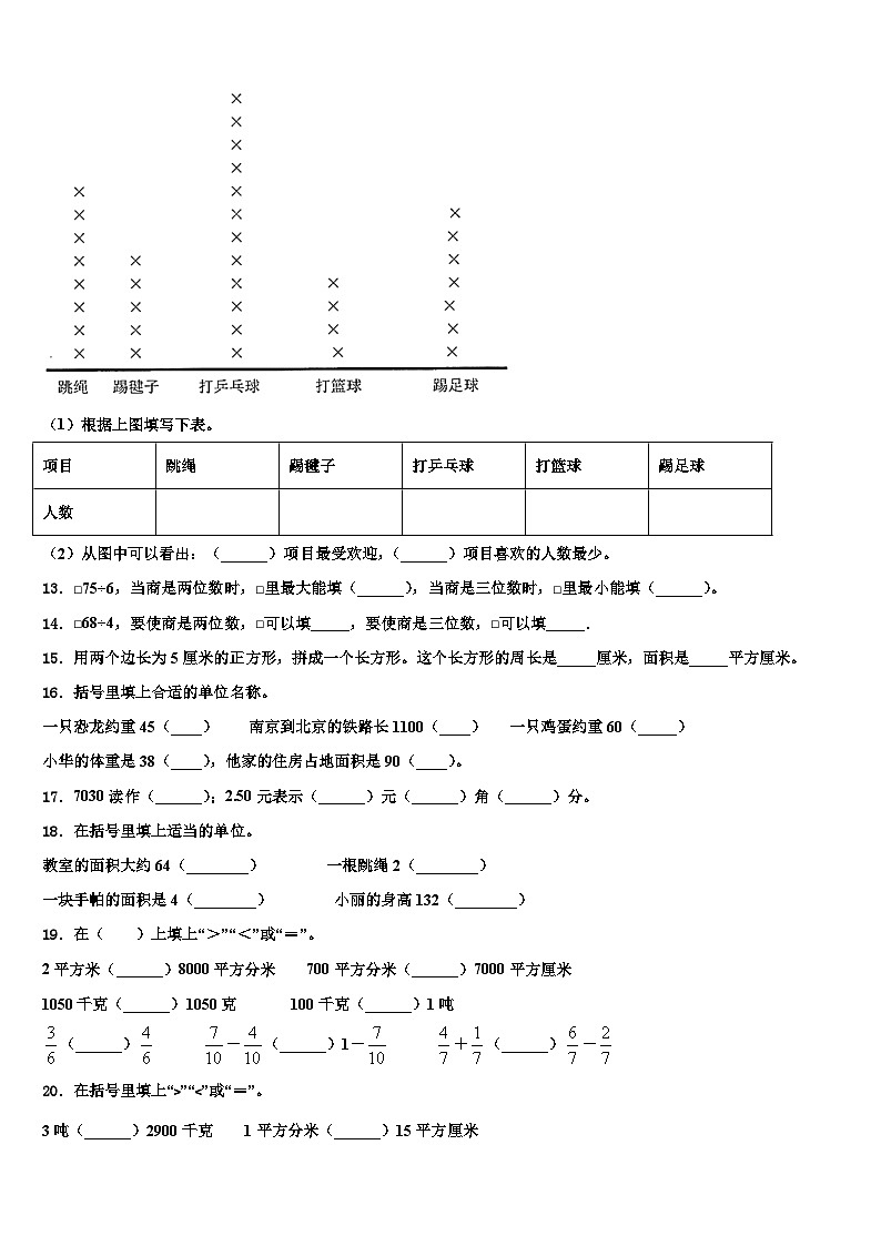 平昌县2023届三年级数学第二学期期末达标检测模拟试题含解析02