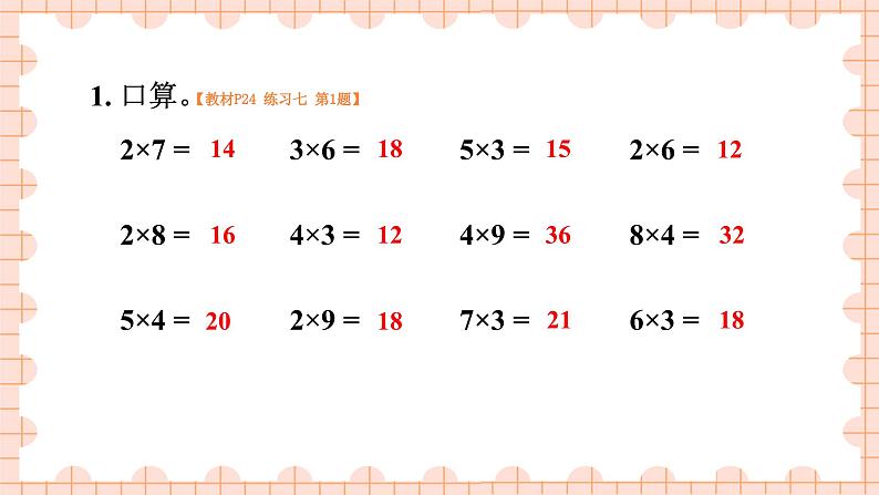 西南2数上 一 表内乘法（一）第12课时 整理与复习 PPT课件+教案02